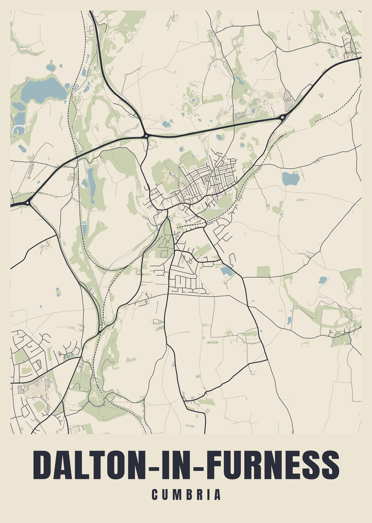 Street map poster of Dalton-in-Furness, Cumbria