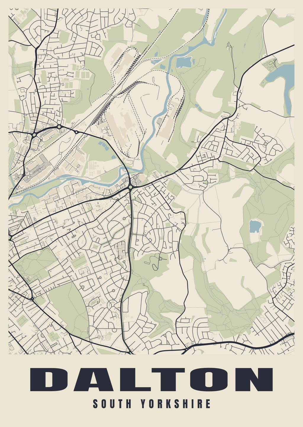 Street map poster of Dalton, South Yorkshire