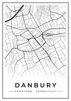 Street map poster of downtown Danbury, Connecticut