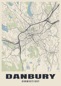 Street map poster of Danbury, Connecticut