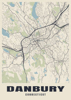 Street map poster of Danbury, Connecticut