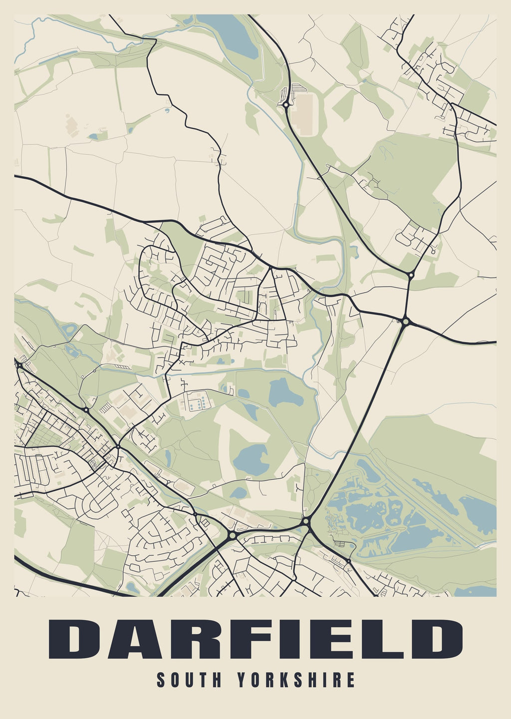 Street map poster of Darfield, South Yorkshire