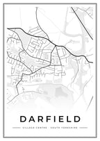 Street map poster of Darfield village centre, South Yorkshire