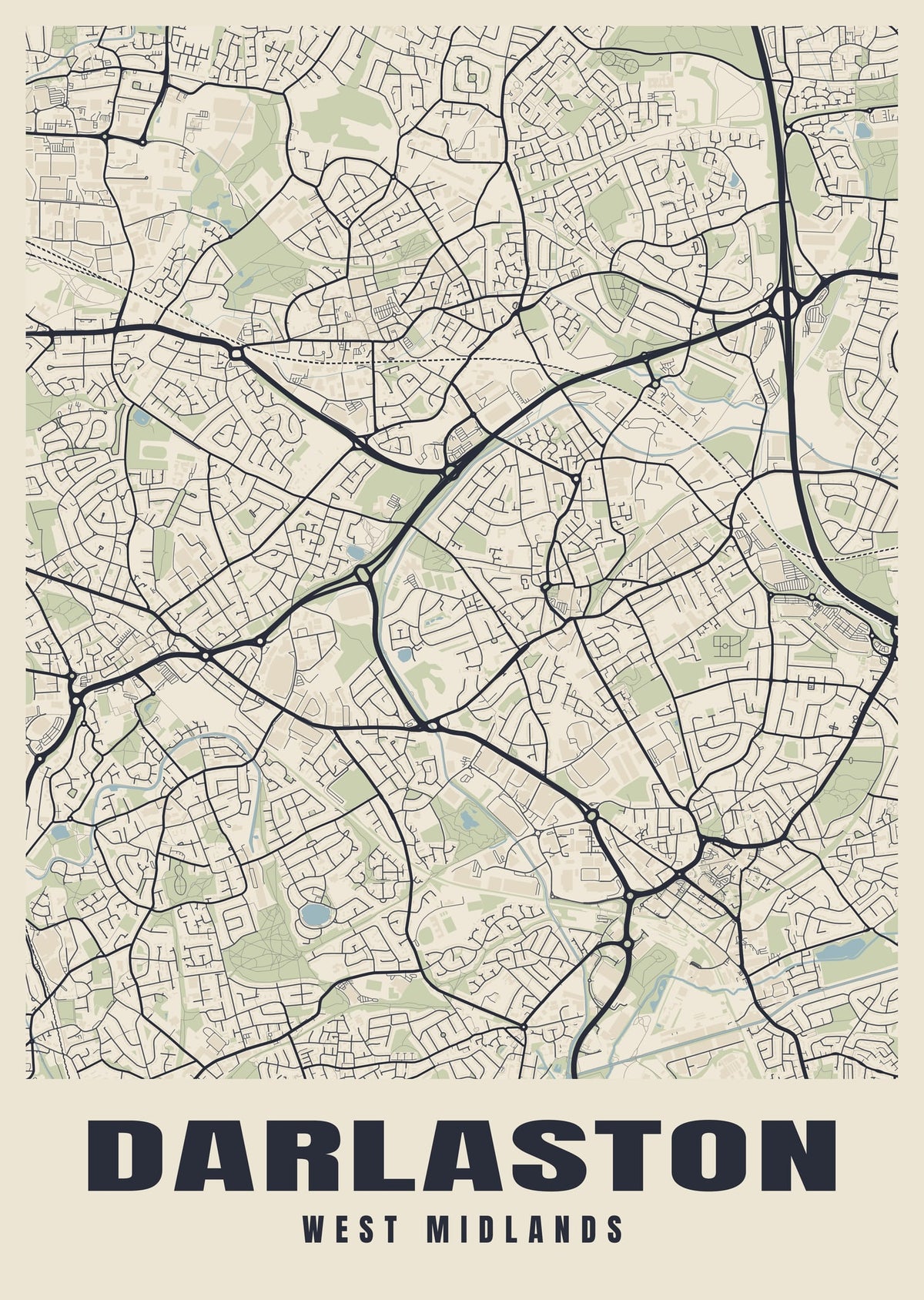 Street map poster of Darlaston, West Midlands