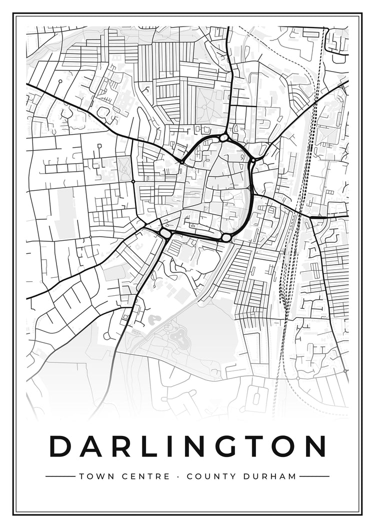 Darlington Town Centre Street Map Poster