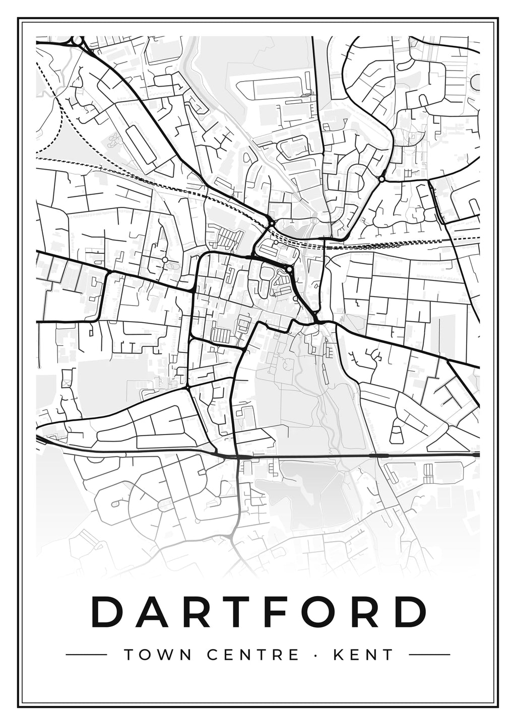 Street map poster of Dartford town centre, Kent
