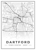 Street map poster of Dartford town centre, Kent