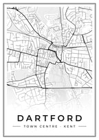 Street map poster of Dartford town centre, Kent