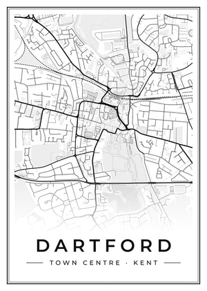Dartford Town Centre Street Map Poster