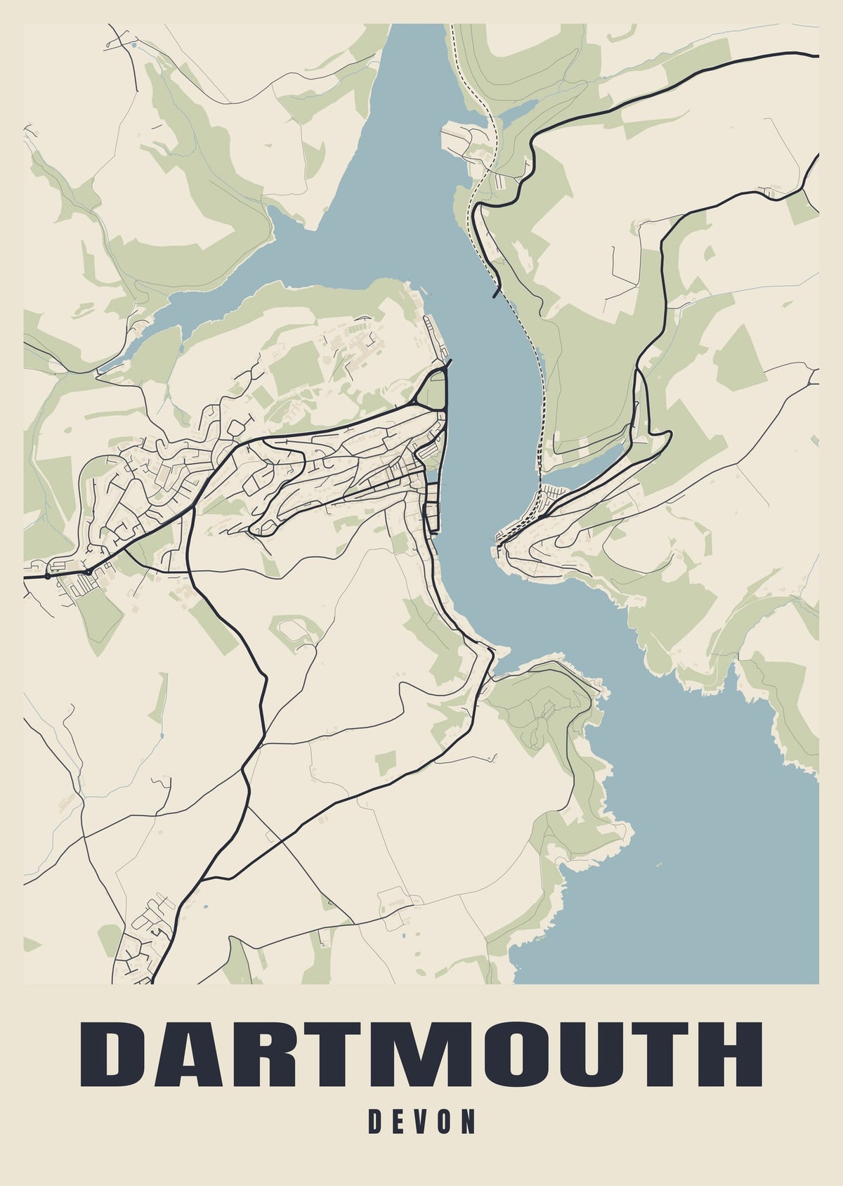 Street map poster of Dartmouth, Devon