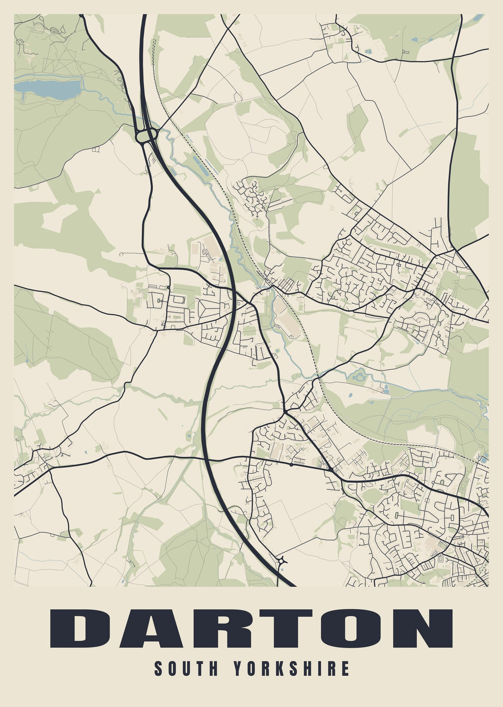 Street map poster of Darton, South Yorkshire