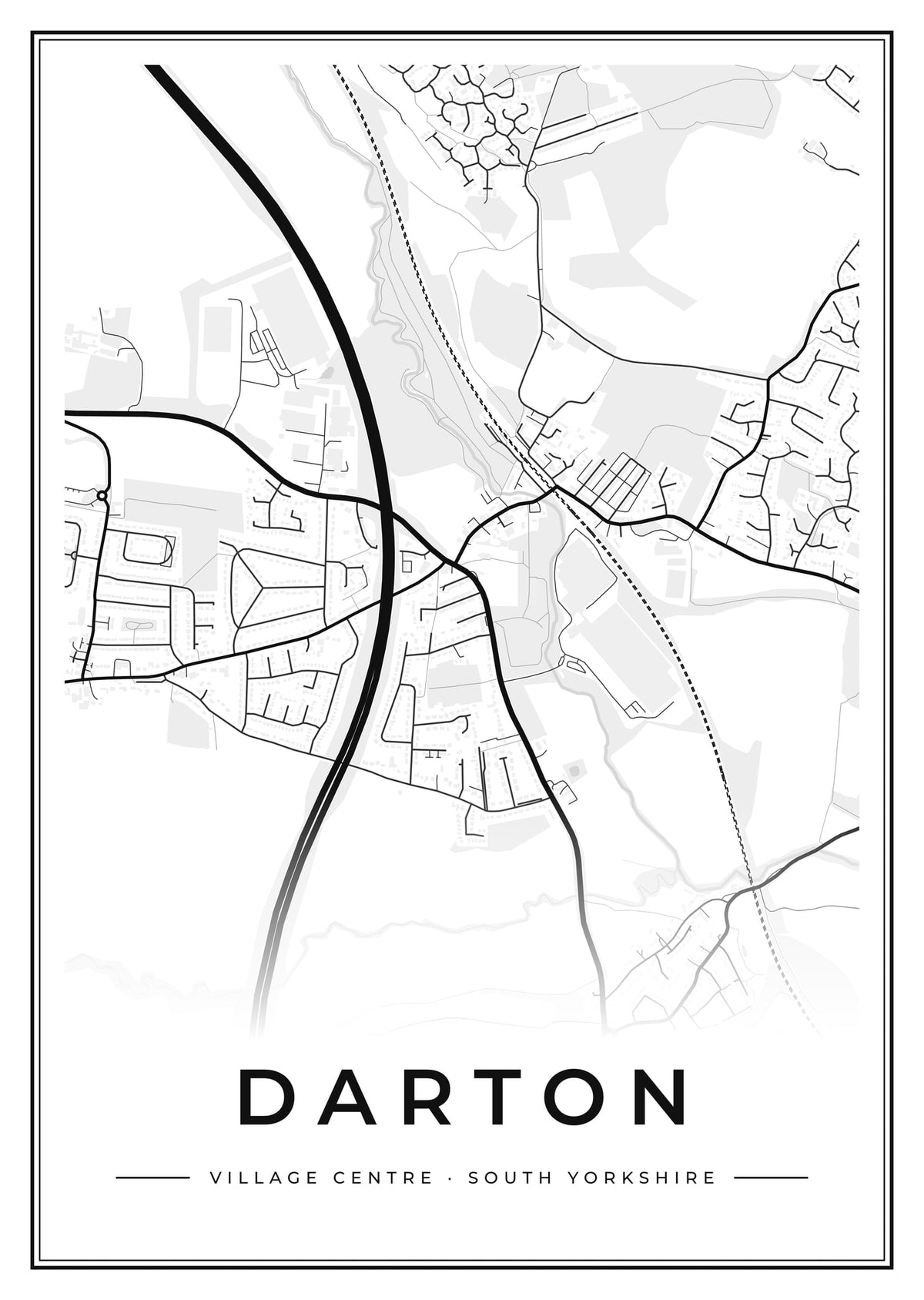 Street map poster of Darton village centre, South Yorkshire