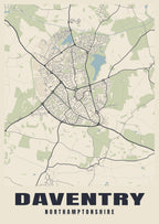 Street map poster of Daventry, Northamptonshire