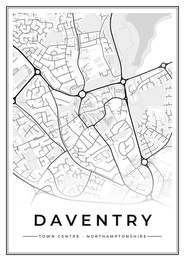 Daventry Town Centre Street Map Poster