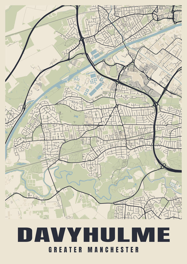 Davyhulme Street Map Poster