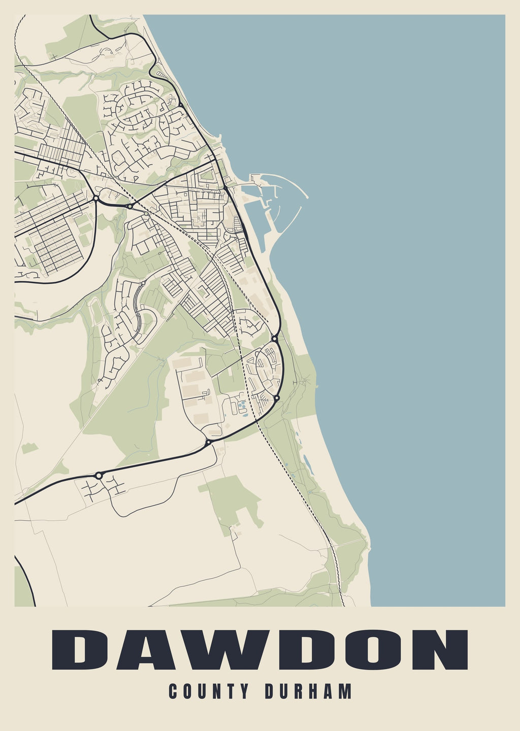 Street map poster of Dawdon, County Durham