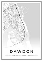 Street map poster of Dawdon village centre, County Durham