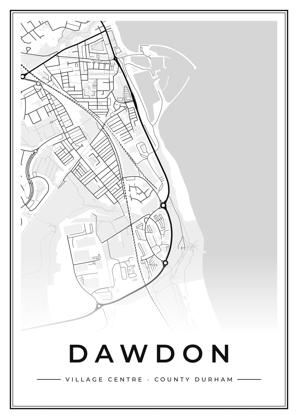 Street map poster of Dawdon village centre, County Durham
