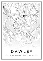 Street map poster of Dawley town centre, Shropshire