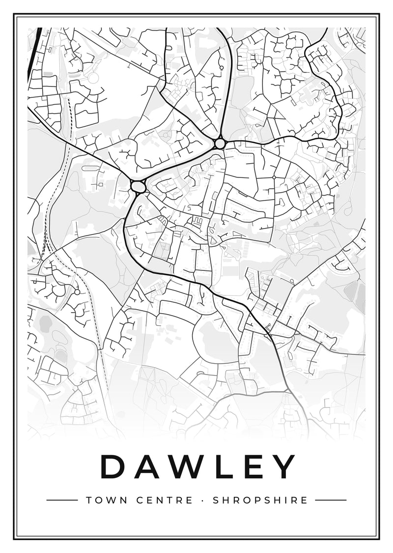 Dawley Town Centre Street Map Poster