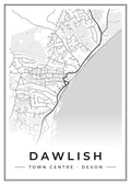 Street map poster of Dawlish town centre, Devon