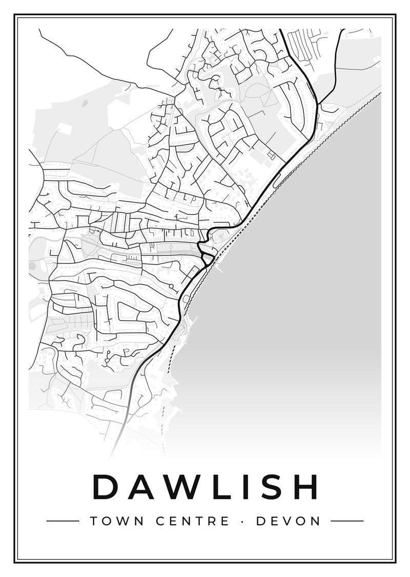 Dawlish Town Centre Street Map Poster