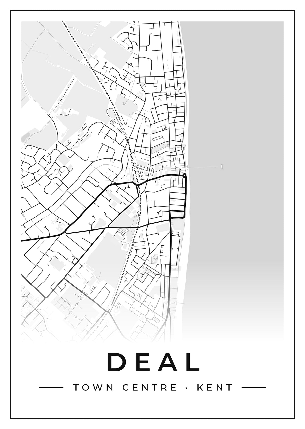 Street map poster of Deal town centre, Kent