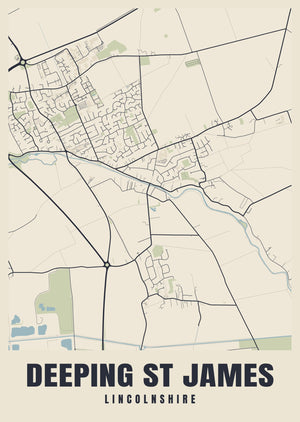 Deeping St James Street Map Poster