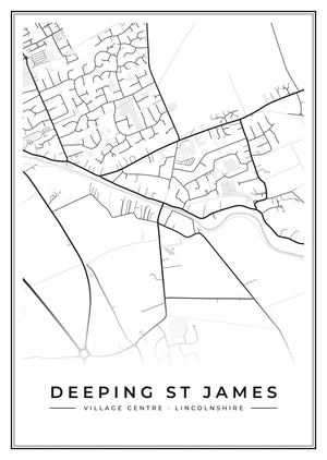 Deeping St James Village Centre Street Map Poster