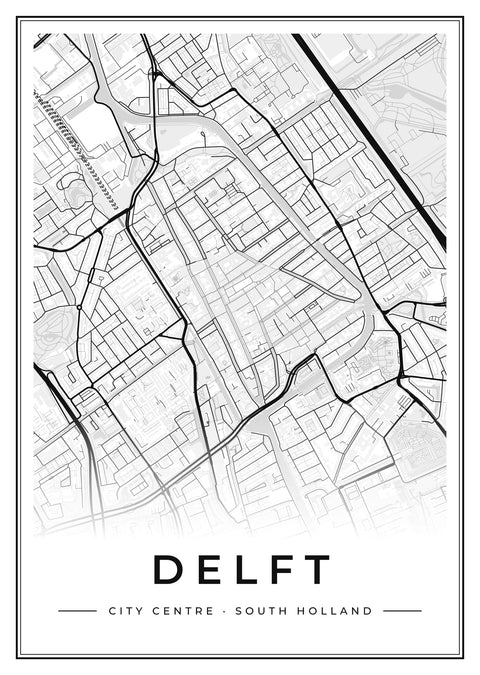 Delft City Centre Street Map Poster