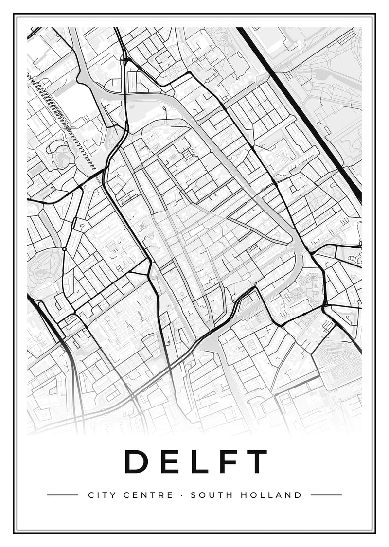 Delft City Centre Street Map Poster