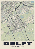 Street map poster of Delft, South Holland