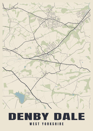 Denby Dale Street Map Poster