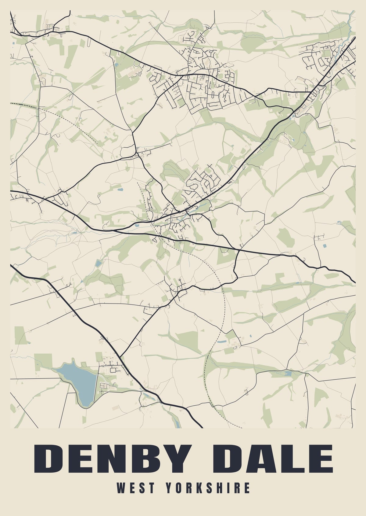 Street map poster of Denby Dale, West Yorkshire