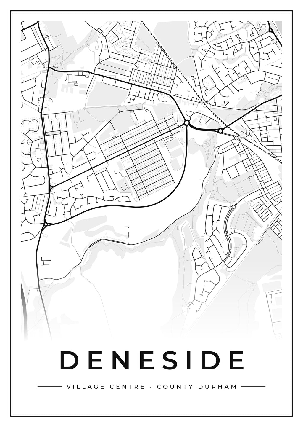 Street map poster of Deneside village centre, County Durham