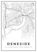 Street map poster of Deneside village centre, County Durham