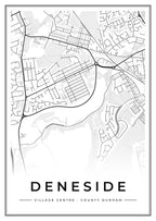 Street map poster of Deneside village centre, County Durham