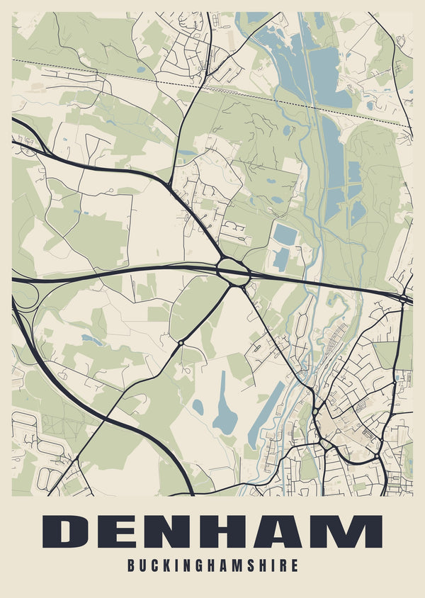 Denham Street Map Poster