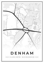 Street map poster of Denham village centre, Buckinghamshire