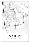 Street map poster of Denny town centre, Falkirk
