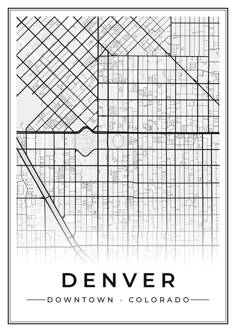 Denver Downtown Street Map Poster