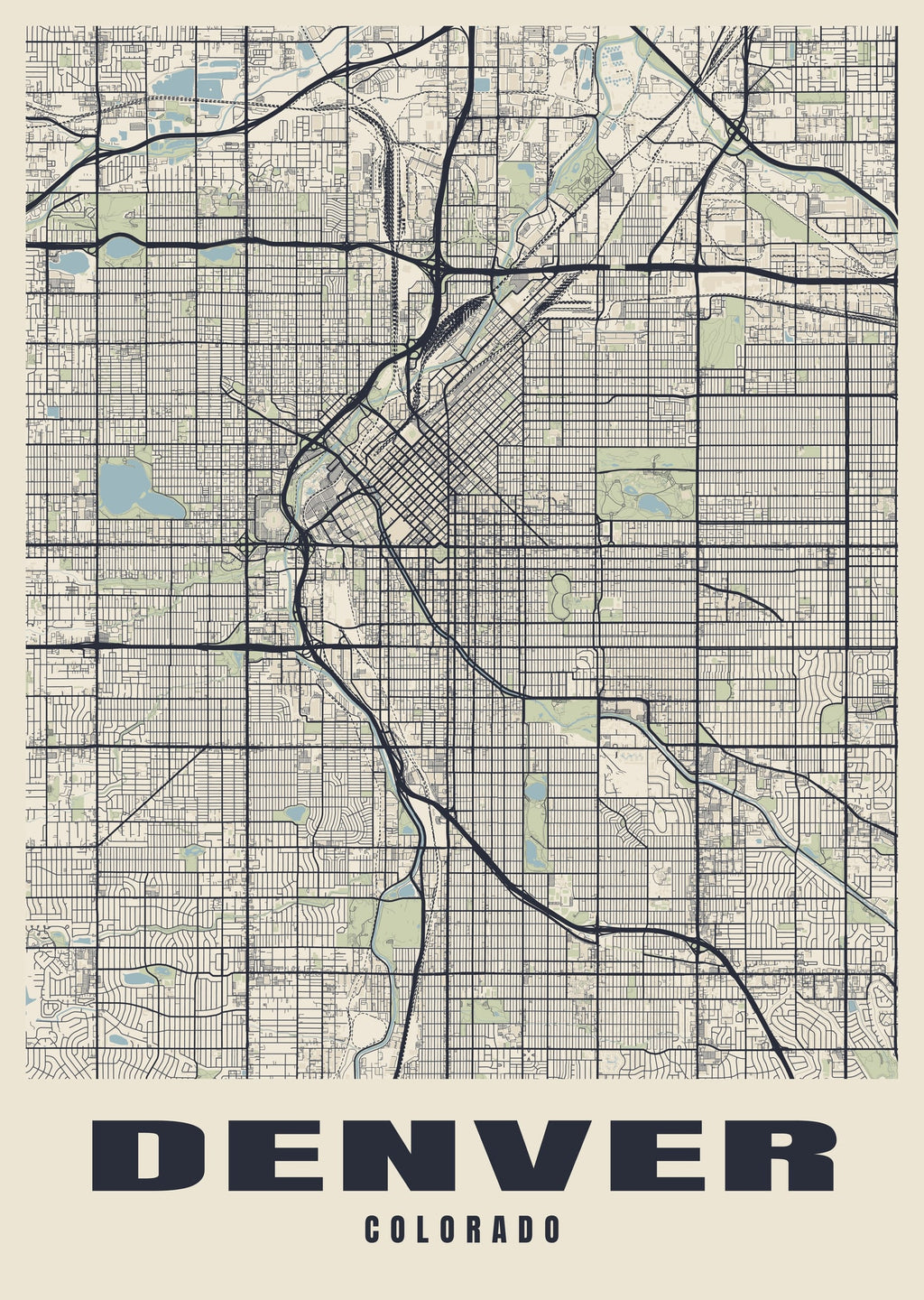 Street map poster of Denver, Colorado