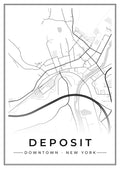Street map poster of downtown Deposit, New York