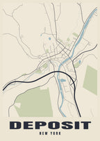 Street map poster of Deposit, New York