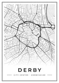 Street map poster of Derby city centre, Derbyshire