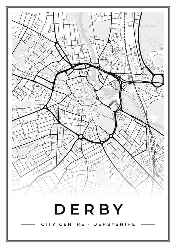 Derby City Centre Street Map Poster