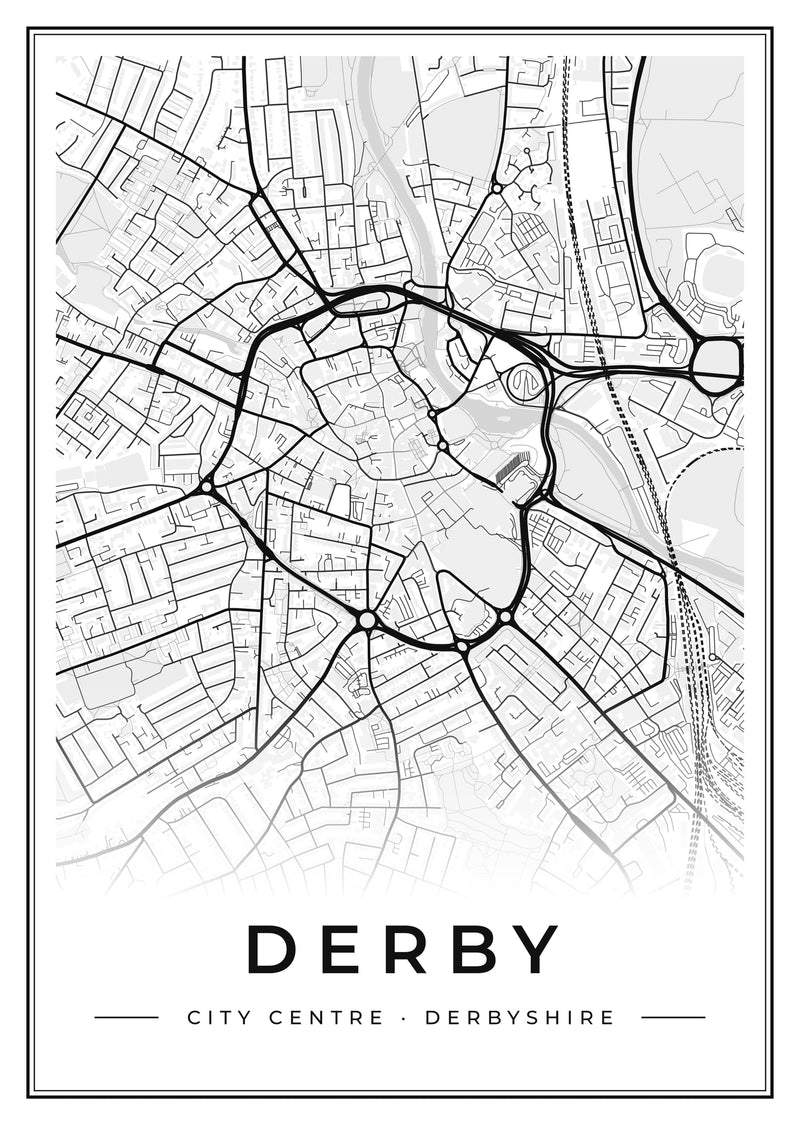 Derby City Centre Street Map Poster