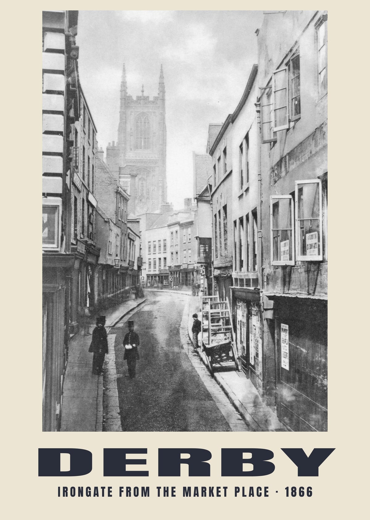 Irongate from the Market Place, Derby — Historic photograph print, 1866