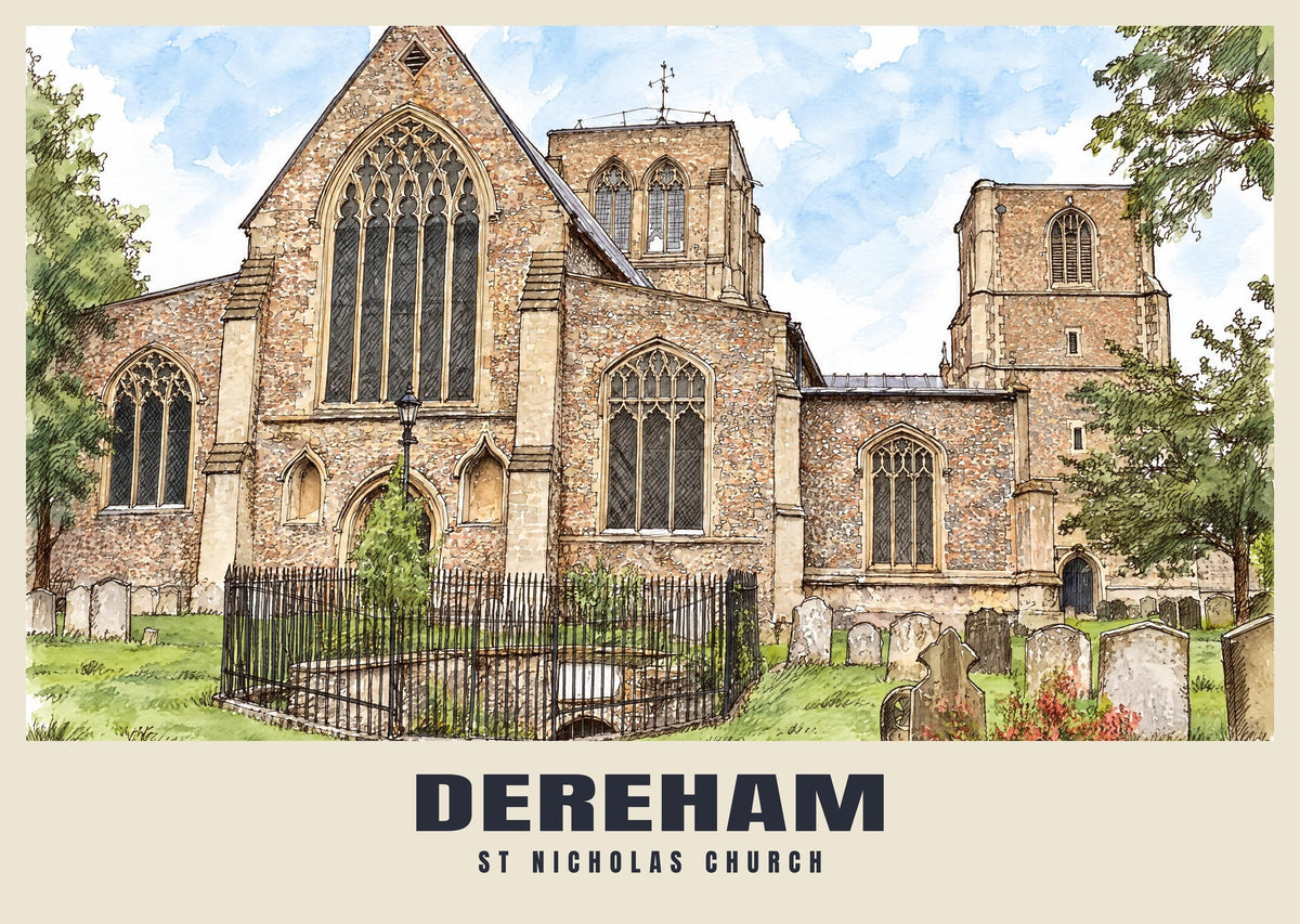 St Nicholas Church, Dereham poster, Ink & Wash style