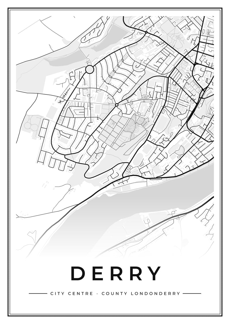 Derry City Centre Street Map Poster